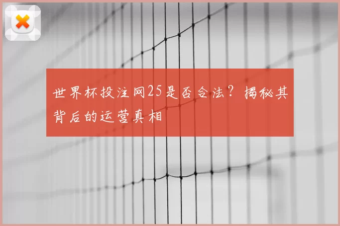 世界杯投注网25是否合法？揭秘其背后的运营真相